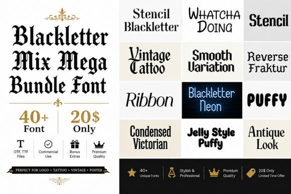 Blackletter Mix Mega Bundle: A Handmade Designer’s Display Font Dream