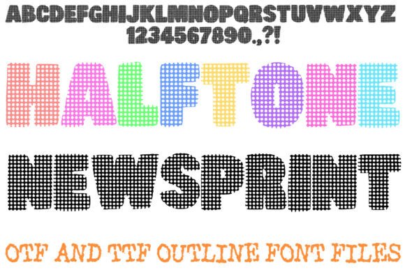 Halftone Newsprint Font: Bold, Vintage Charm for Handmade Labels & Printables